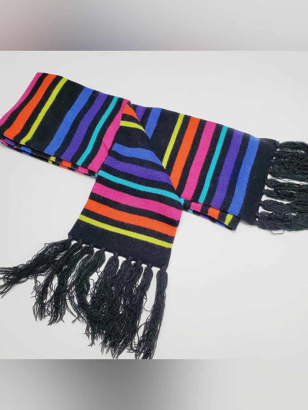 New York & Company Women's Multicolor Stripe Scarf Acrylic 84x7"